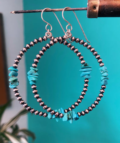 NP and Turquoise Chip Hoops