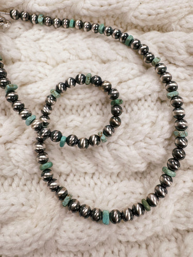 6mm and Faux Turquoise Necklace