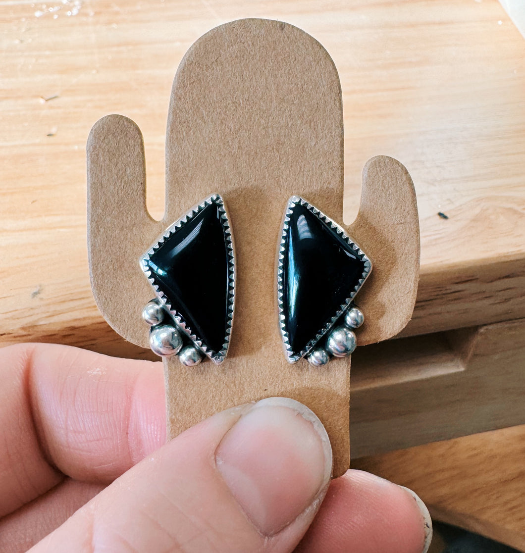 Black Onyx Dot Studs