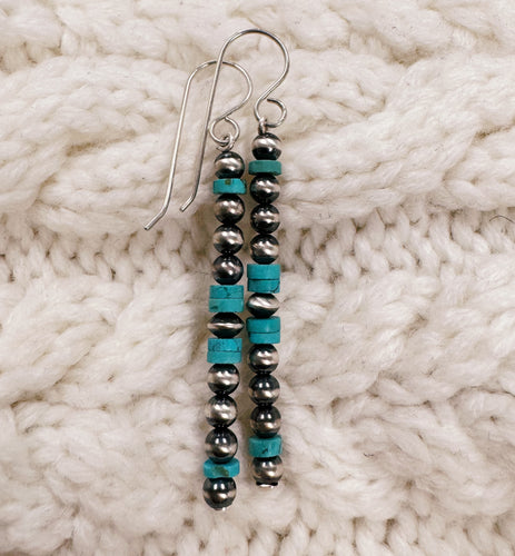 4mm and Faux Turquoise Dangles