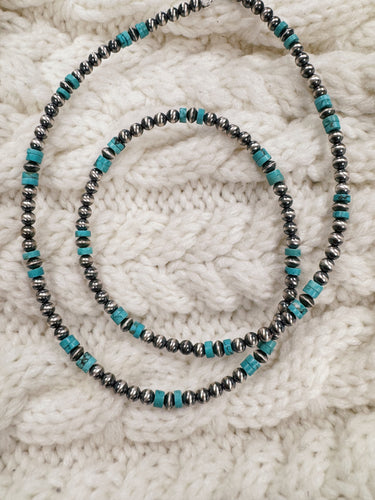 4mm and Faux Turquoise Necklace