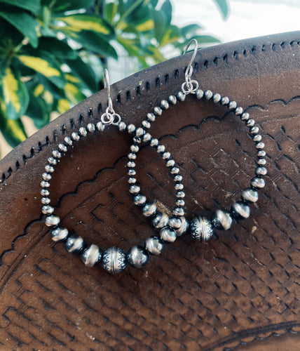 Bali Bead Navajo Pearl Hoops