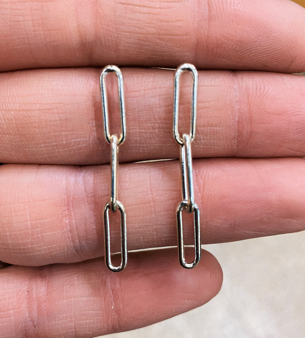 Sterling Silver Paperclip Studs