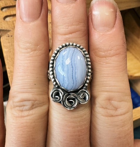 Blue Lace Agate Ring - Size 8