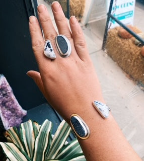 White Buffalo and Druzy Ring - Sz 11